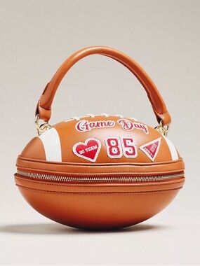 Anthropologie 'Game Day' Football Top-Handle Mini Bag in Tan and White